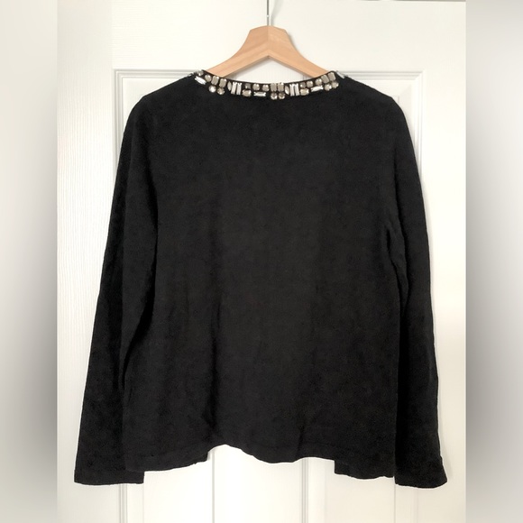 Banana Republic Sparkly Gems Collar Cardigan Sweater, Black, Women’s Size L - Picture 4 of 7